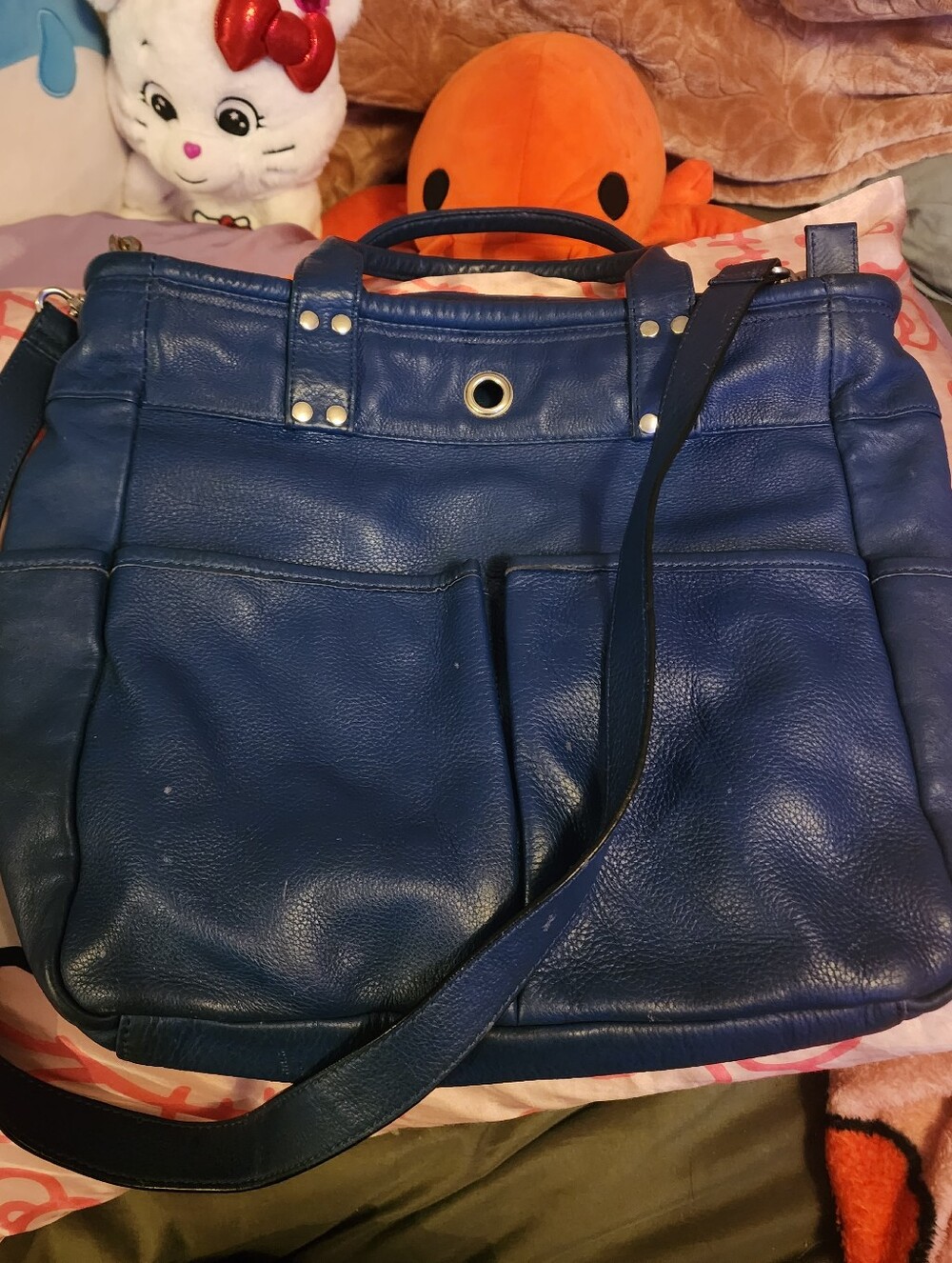 Levenger St. Tropez Leather Book Tote Vintage Cobalt Blue (VHTF)